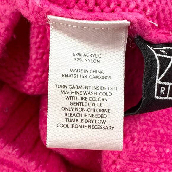 525 America Women's Taylor Chunk Knit Pullover Sweater Large Bright Pink - Picture 10 of 14